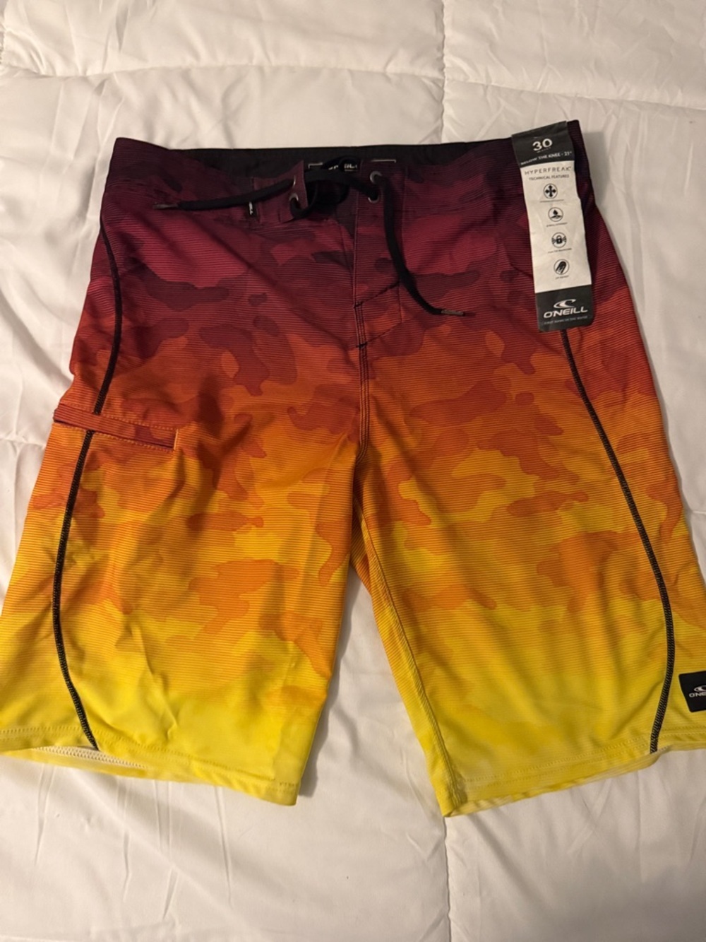O'Neill Men's Red Orange Yellow Fade Camo Boardshorts